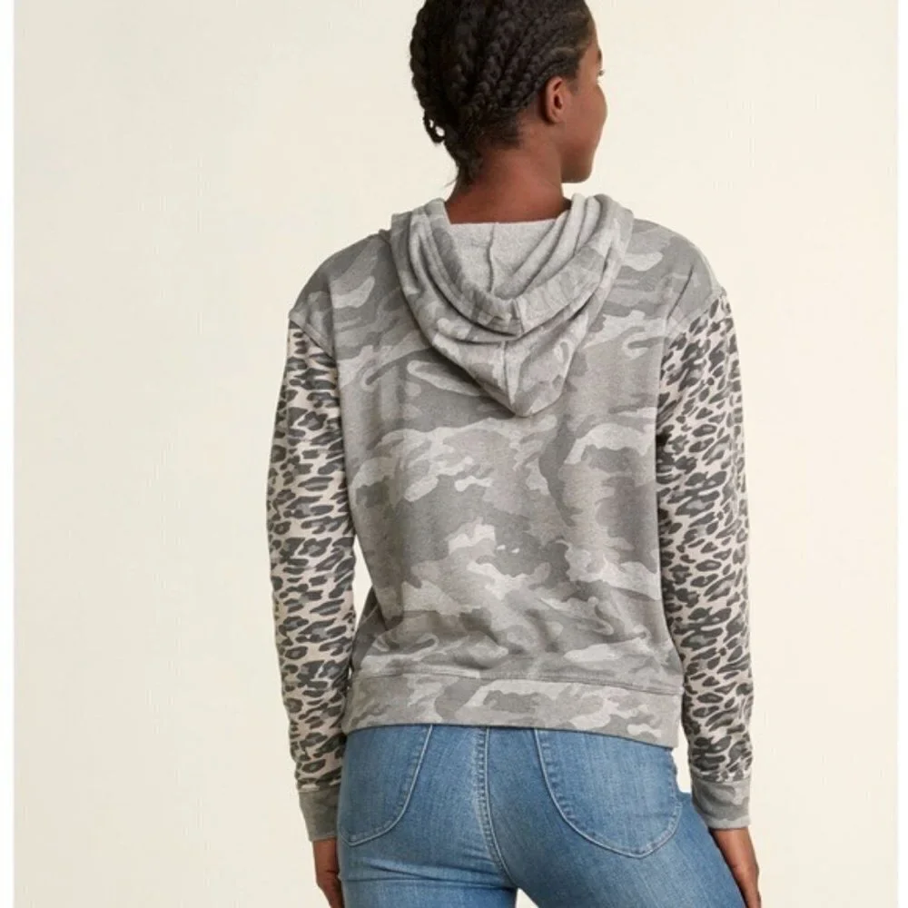 Vintage Havana Mixed Print Camo Leopard Hoodie